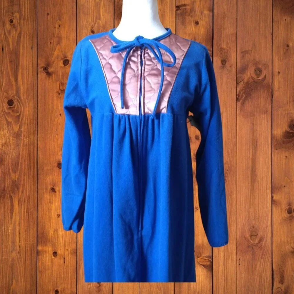 BERNETTE NEW YORK WOMEN'S MEDIUM LONG SLEEVE ZIP UP ROBE BLUE VINTAGE NEW